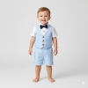 D06902B: Baby Boys Shirt With Mock Waistcoat, Bow Tie & Chambray Shorts Outfit (2-5 Years)